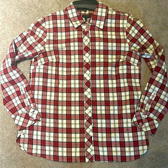 TALBOTS Classic Cotton Shirt Shimmer Plaid Top - Picture 11 of 14